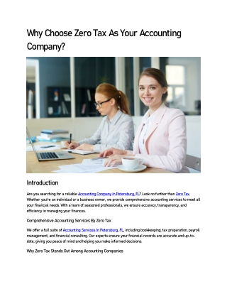 Why Choose Zero Tax As Your Accounting Company