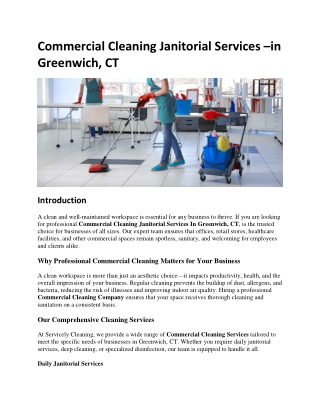 Commercial Cleaning Janitorial Services –in Greenwich, CT