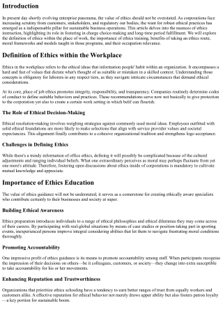 Ethics Education: A Pillar for Sustainable Business Practices
