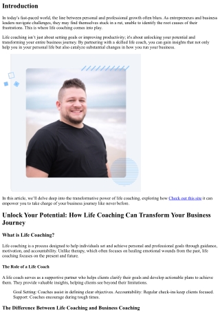 **Unlock Your Potential: How Life Coaching Can Transform Your Business Journey**