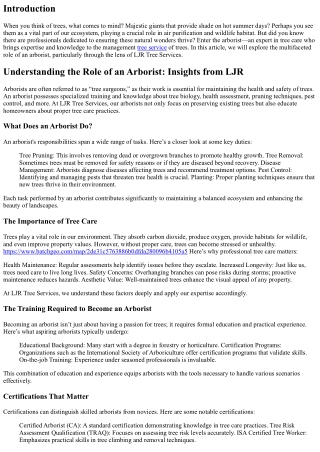 Understanding the Role of an Arborist: Insights from LJR