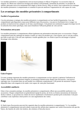 Les meubles présentoirs à compartiments : une organisation pratique pour vos acc