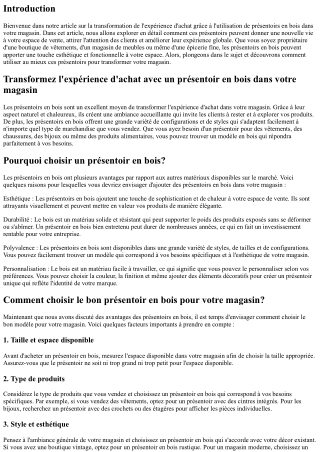 Transformez l'expérience d'achat avec un présentoir en bois dans votre magasin