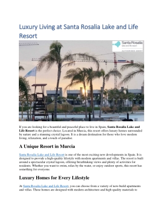Luxury Living at Santa Rosalia Lake and Life Resort