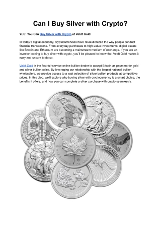 Can I Buy Silver with Crypto 