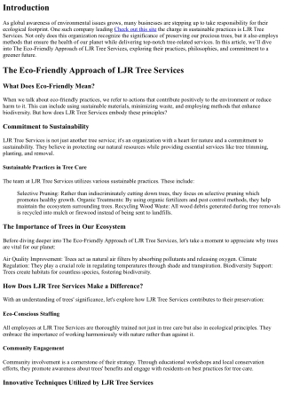 The Eco-Friendly Approach of LJR Tree Services