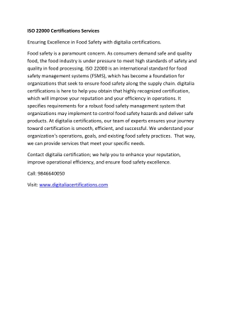 ISO 22000 Certifications Service1