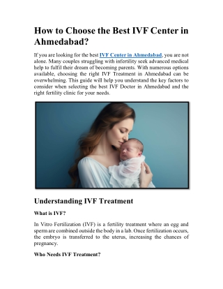 How to Choose the Best IVF Center in Ahmedabad