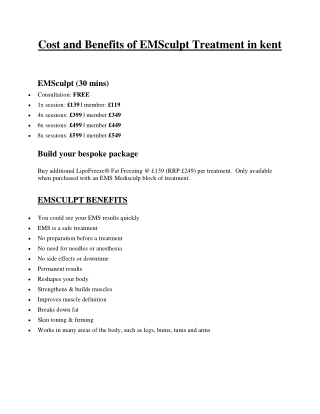 Cost and Benefits of EMSculpt Treatment in kent