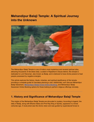 Mehandipur Balaji Temple: A Spiritual Journey into the Unknown