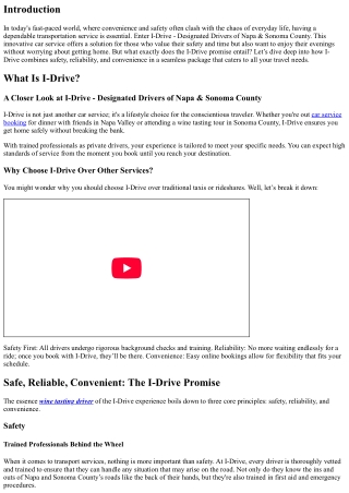 Safe, Reliable, Convenient: The I-Drive Promise