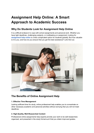 Assignment Help Online: A Smart Approach to Academic Success