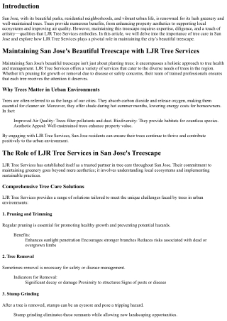 Maintaining San Jose's Beautiful Treescape with LJR Tree Services