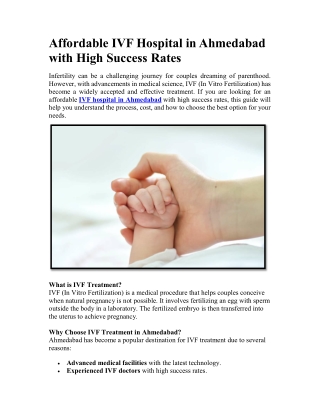 Affordable IVF Hospital in Ahmedabad