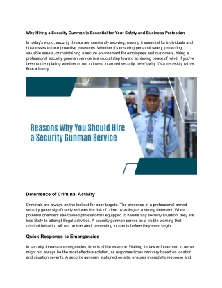 Why Hiring a Security Gunman is Essential for Your Safety and Business Protection