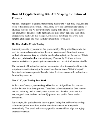 How AI Crypto Trading Bots Are Shaping the Future of Finance