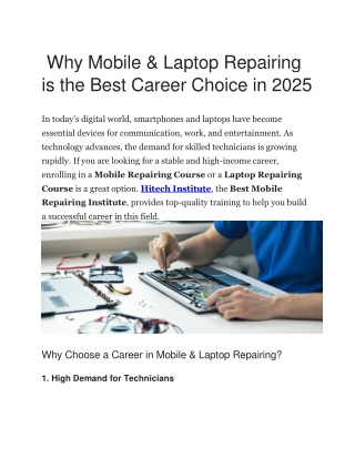 Why Mobile and laptop Repairing is best Choice
