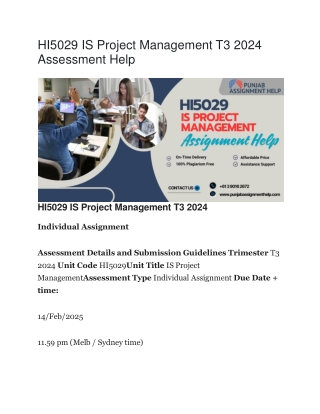 HI5029 IS Project Management T3 2024 Assessment Help