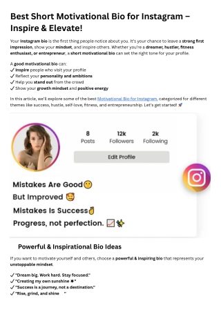 Short Motivational Bio for Instagram