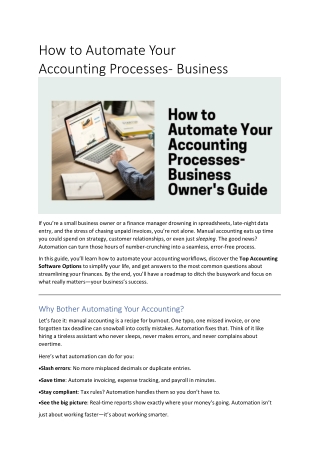 How to Automate Your Accounting Processes- Business Owner's Guide