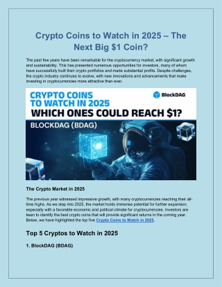 Crypto Coins to Watch in 2025 – The Next Big $1 Coin?