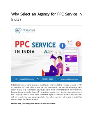 Why Select an Agency for PPC Service in India?