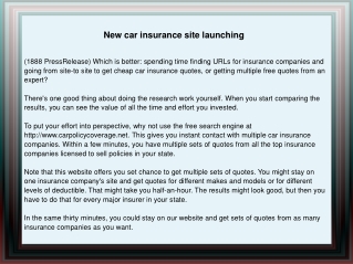 New car insurance site launching