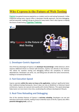 The Best Cypress Training in Chennai - 2025
