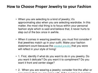 How to Choose Proper Jewelry to your Fashion