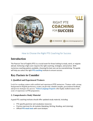 How to Choose the Right PTE Coaching for Success