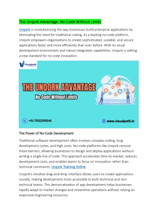Unqork Training in Chennai - Unqork Online Training