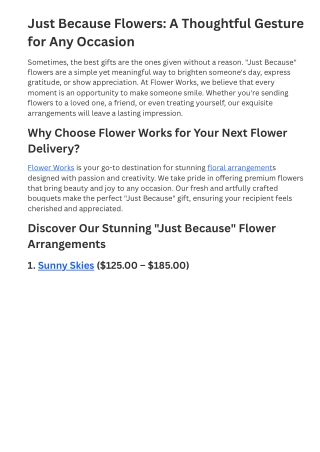 Just Because Flowers A Thoughtful Gesture for Any Occasion