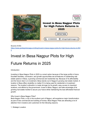 Invest in Besa Nagpur Plots for High Future Returns in 2025