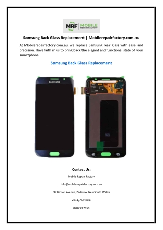 Samsung Back Glass Replacement | Mobilerepairfactory.com.au
