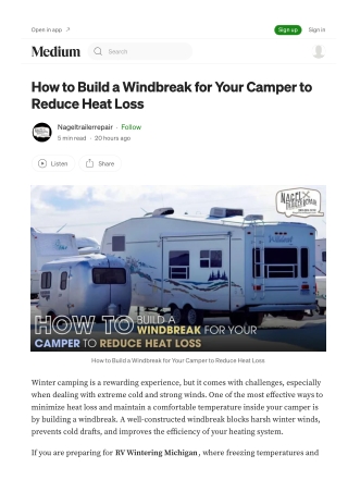 Stay warm while RV Wintering in Michigan with a windbreak