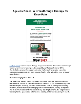 Ageless Knees_ A Breakthrough Therapy for Knee Pain