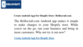 Create Android App For Shopify Store  Brillocraft.com