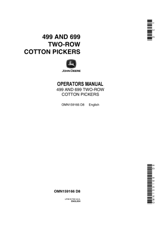 John Deere 499 and 699 Two-Row Cotton Pickers Operator’s Manual Instant Download (Publication No.OMN159166)