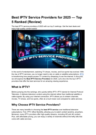 Best IPTV Service Providers for 2025 — Top 5 Ranked (Review)