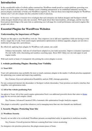Essential Plugins for WordPress Websites