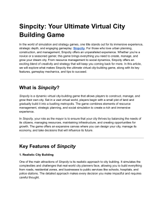 Sinpcity_ Your Ultimate Virtual City Building Game