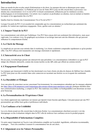 Quelles Sont les Attentes des Consommateurs Vis-à-Vis de la PLV ?