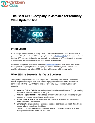 The Best SEO Company in Jamaica for february 2025 Updated list