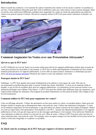 Comment Augmenter les Ventes avec une Présentation Attrayante?