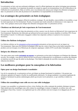 Les astuces pour intégrer des éléments écologiques dans vos présentoirs en bois