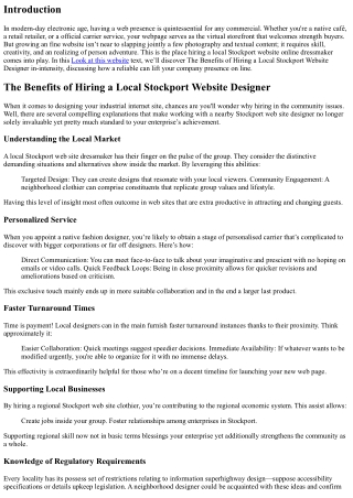 The Benefits of Hiring a Local Stockport Website Designer