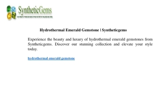 Hydrothermal Emerald Gemstone Syntheticgems