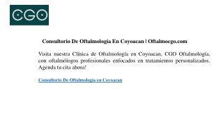 Consultorio De Oftalmologia En Coyoacan Oftalmocgo.com