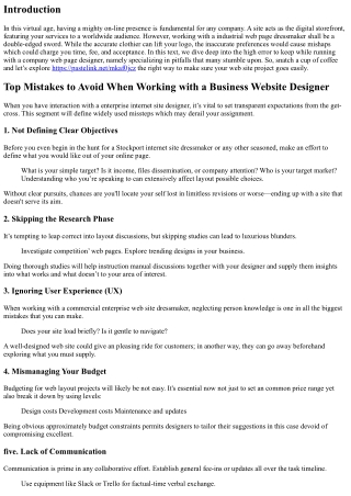 Top Mistakes to Avoid When Working with a Business Website Designer