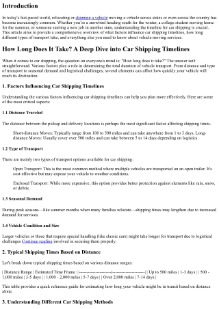 How Long Does It Take? A Deep Dive into Car Shipping Timelines